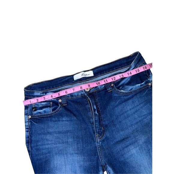 New Kan Can Distressed/Ripped Cropped Dark Indigo Blue Jeans size 31 - Picture 3 of 8